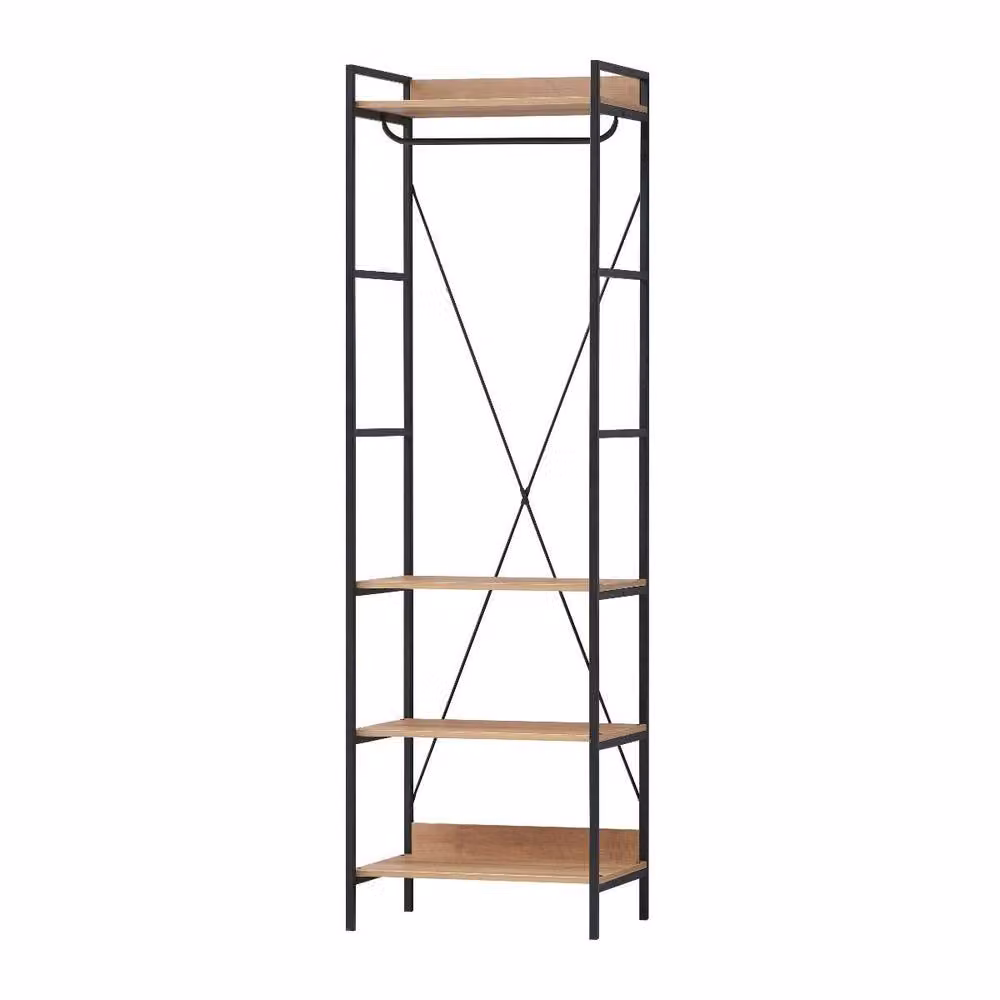 Timber Art Design 4 Tier Open Wardrobe in Riviera Oak and Brown – 6