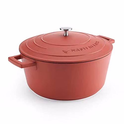 MasterClass Red Non-Stick Cast Aluminium Casserole Dish, Diameter: 28 cm, 5 l – 1