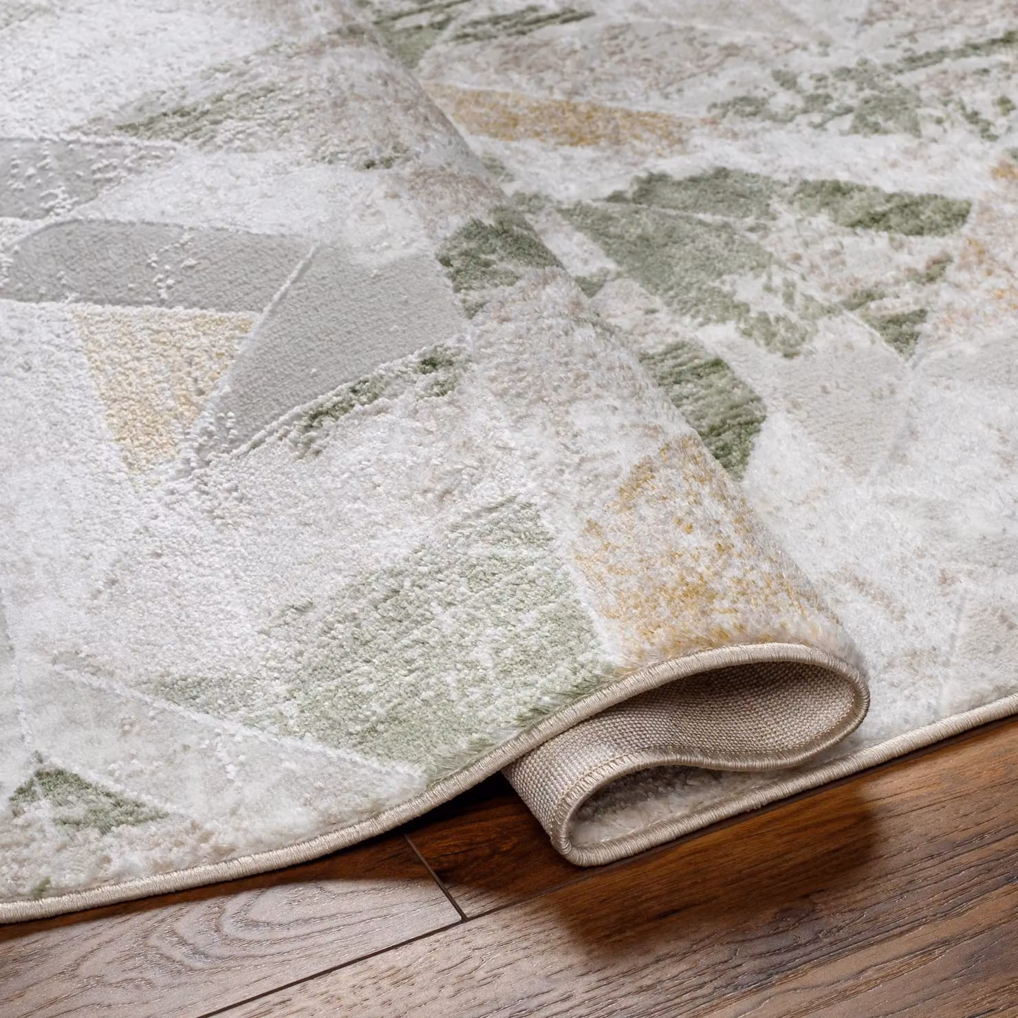 Livabliss San Francisco Modern Abstract Marble Rug in Green, Tan, Taupe and Ivory, W/D/H: 160 x 215 cm – 3