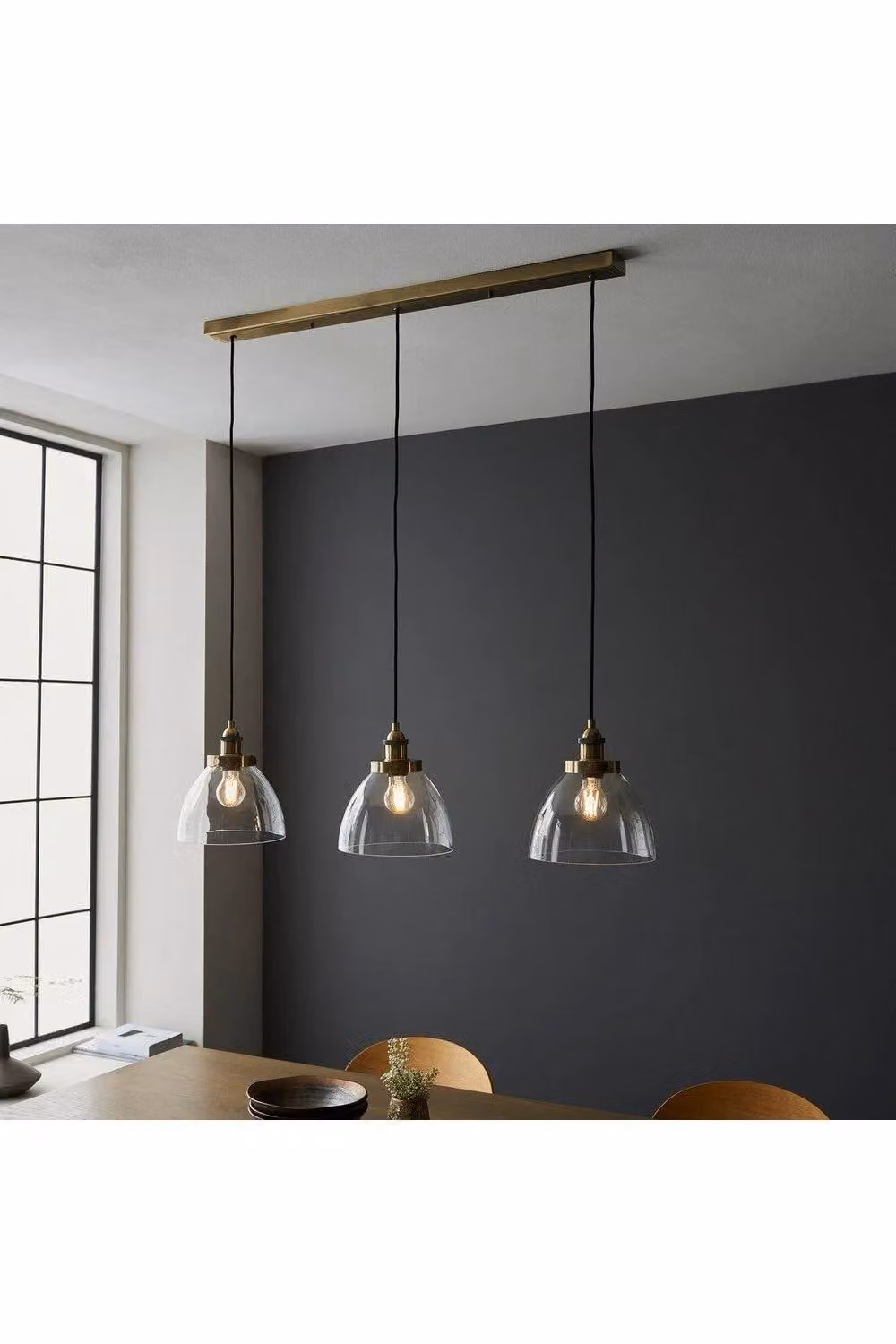 Netlighting Hansen Plate Pendant Ceiling Lamp in Antique Brass and Transparent Glass – 2