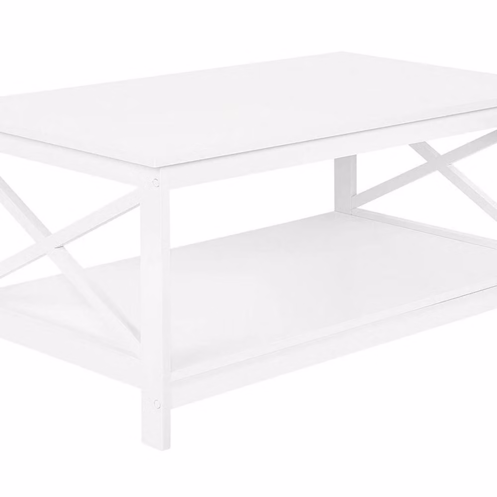 Wyld and Coco White 2-Tier Rectangular Coffee Table W/D/H: 100 x 55 x 45 cm – 2