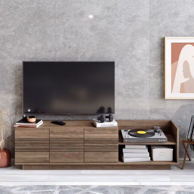Decorotika Viana Modern TV Unit in Brown Matt Wood Finish