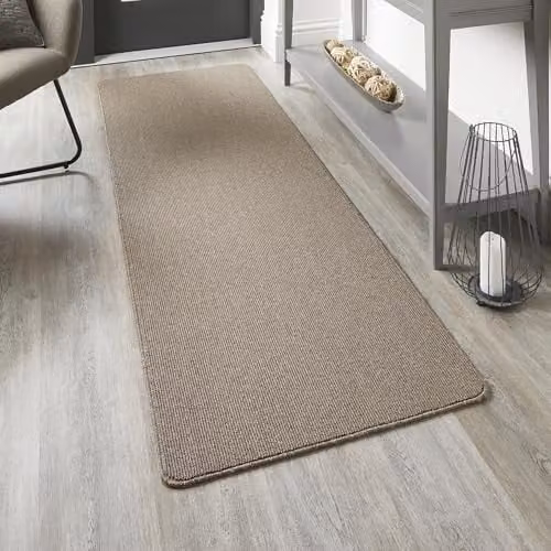My Mat Stain Resistant Stone Plain Runner in Sand/Beige, W: 67 cm, L: 200 cm