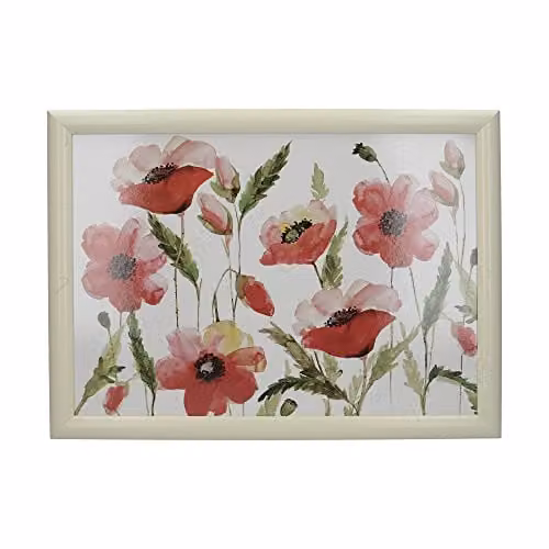 Creative Tops Watercolour Poppy Cushioned Bean Bag Lap Tray, Multicolour, W: 44 cm, D: 32.5 cm