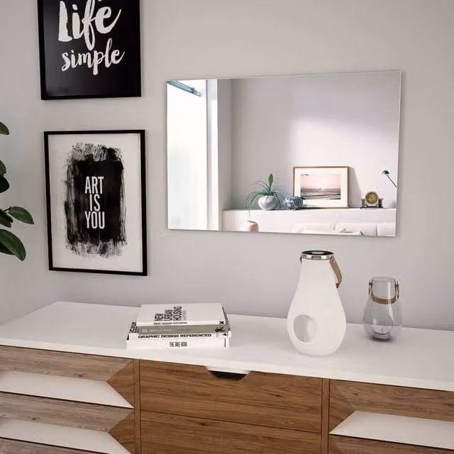 Berkfield Home Rectangular Minimalist Glass Wall Mirror in Silver, W: 60 cm, H: 40 cm
