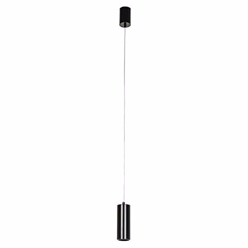 Netlighting Modern LED Cylinder Suspended Pendant Light in Black with Warm White 3000K 450lm