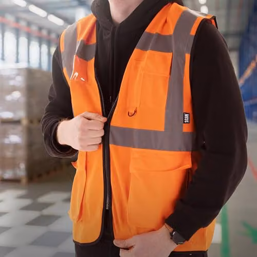 Scan Hi-Vis Utility Waistcoat, Orange, Size L, EN ISO 20471 Class 2 Safety Vest – 2