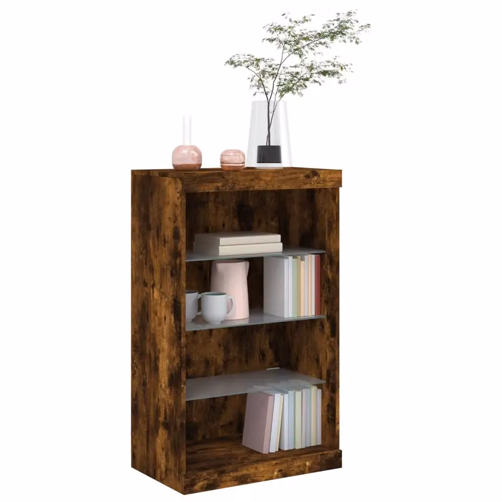 Berkfield Home Modern Smoked Oak Sideboard with Integrated LED Lights, Brown, W: 60.5 cm, D: 37 cm, H: 100 cm – 3
