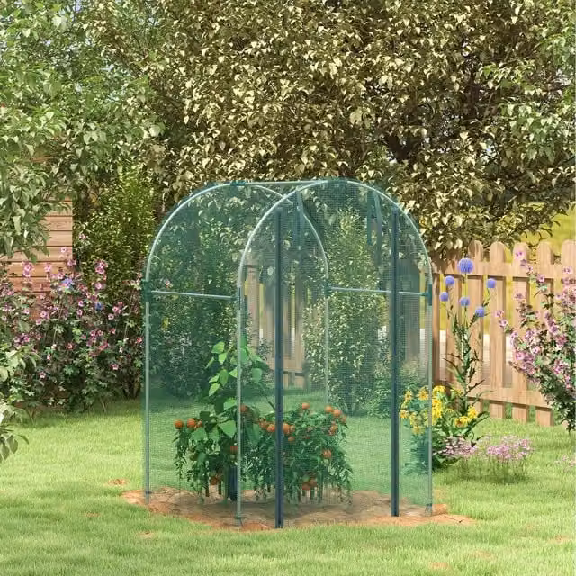 Outsunny Green Fruit Cage Plant Protection Tent with Large Door and 1.4 m2 Growing Area