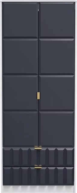 Ready Assembled 2 U Metro 2 Door 2 Drawer Wardrobe in Dark Blue and Gold