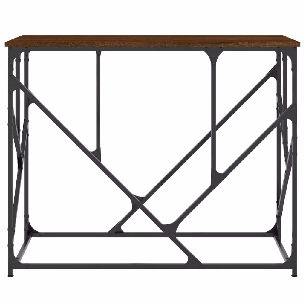 Berkfield Home Industrial Console Table in Brown Oak, W/D/H: 100 x 40 x 80 cm – 4