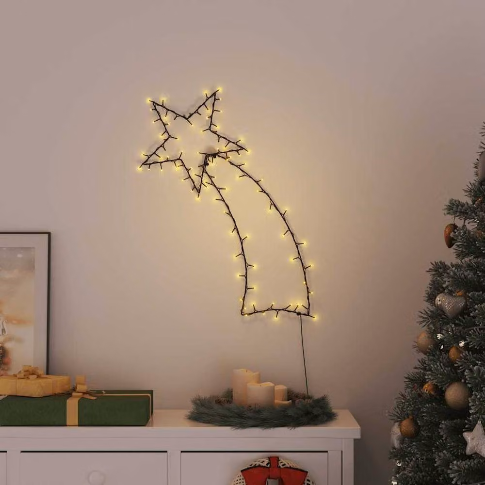 Berkfield Home Shooting Star Silhouette Christmas Lights with 115 Warm White LEDs in Black – 2