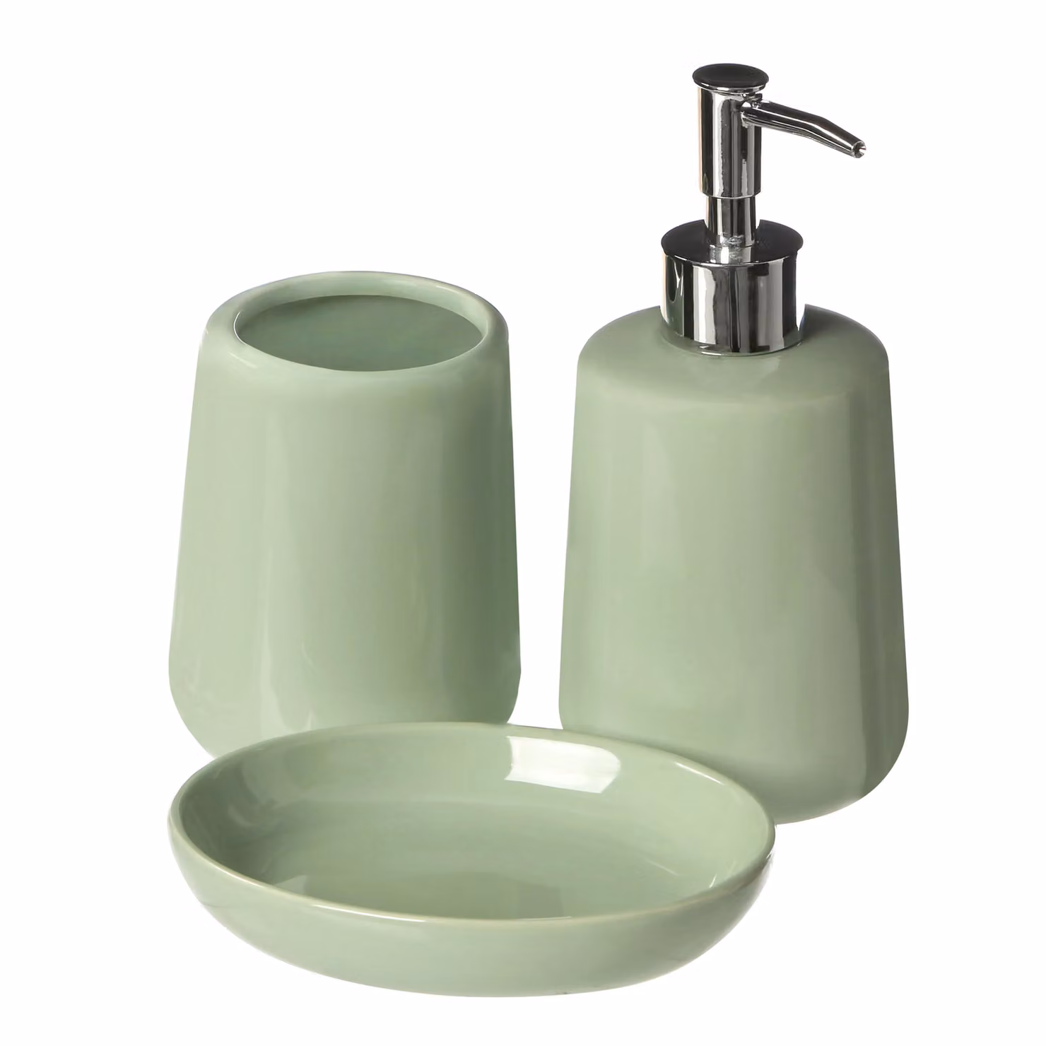 Orsina Moon Pale Ceramic Soap Dish in Green – 3