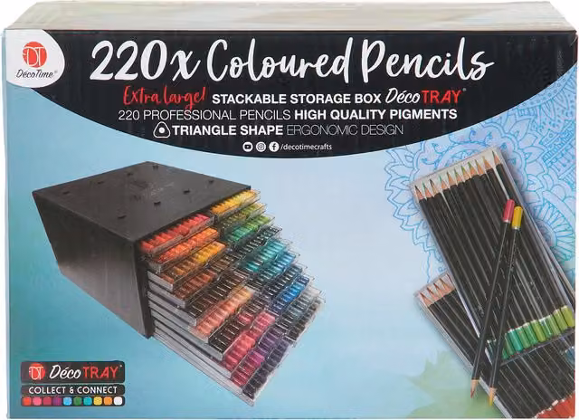 Deco Time 220 Artist Colouring Pencils in Multicolour DecoTray