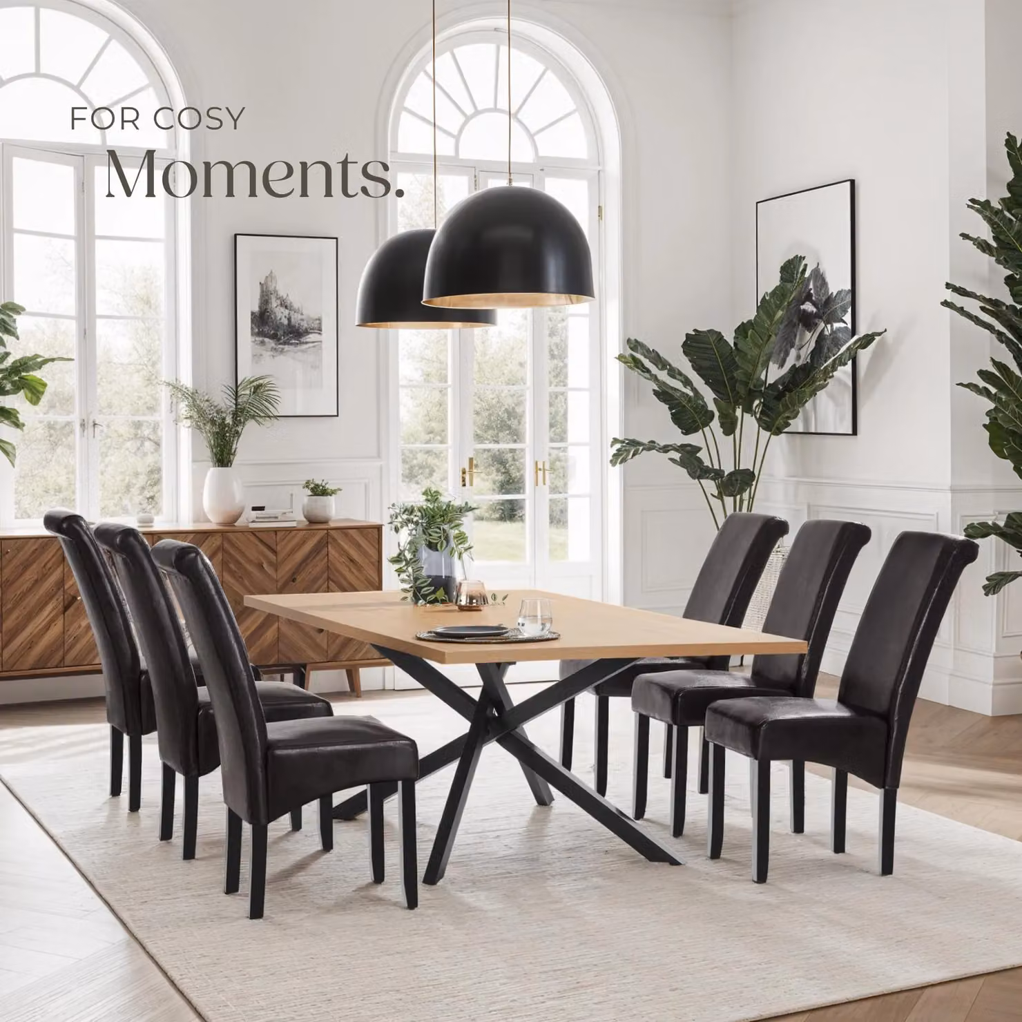 tectake Set of 2 Modern Dining Chairs in Brown Synthetic Leather and Wood – 8