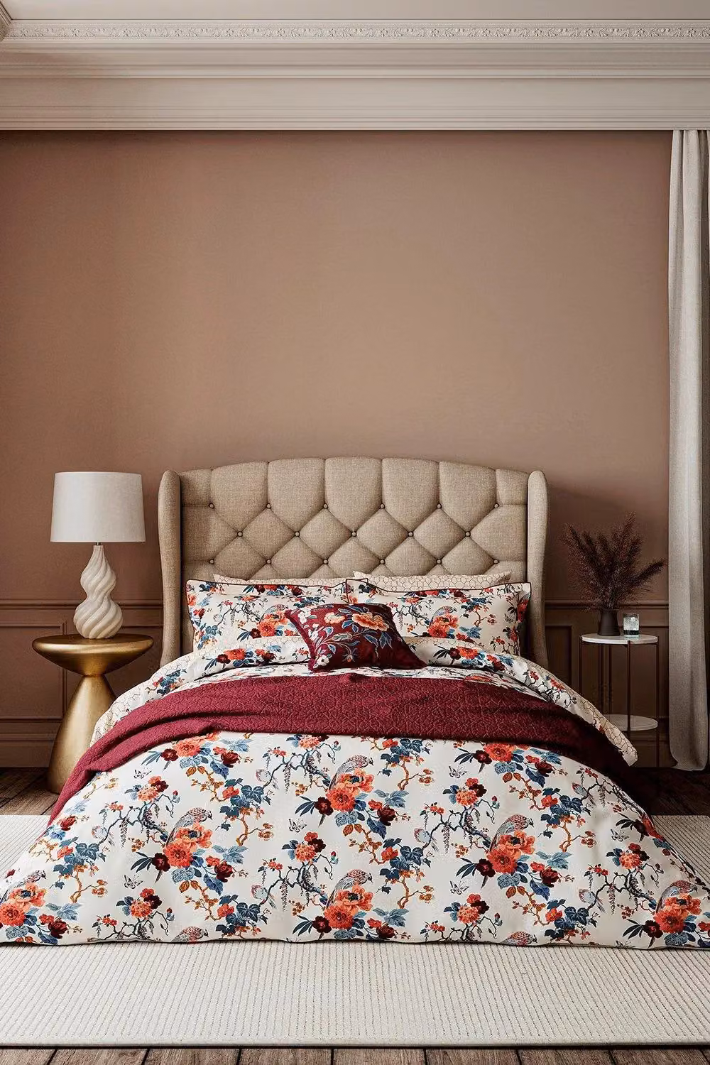 V & A Chinoiserie Charm Cotton Throw in Red, W: 170 cm, H: 200 cm – 2