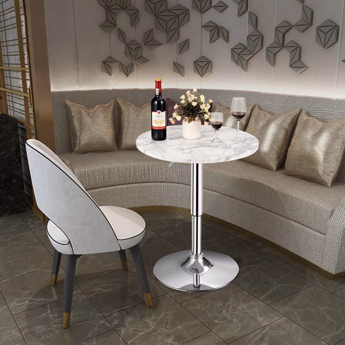 Costway Set of 2 Modern Round Pub Tables in White Glossy Metal – 2
