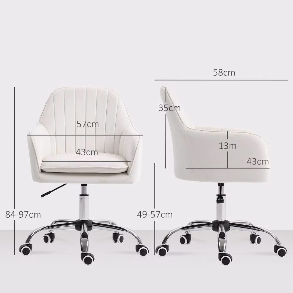 ERGOVEXA Velvet Task Chair in Beige with Armrests and Castors – 2