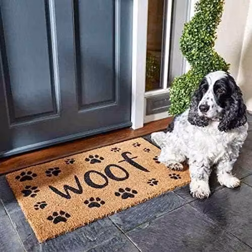 Marco Paul Woof Non Slip Coir Door Mat, Brown and Multicolour, W: 75.0 cm, D: 45.0 cm – 1