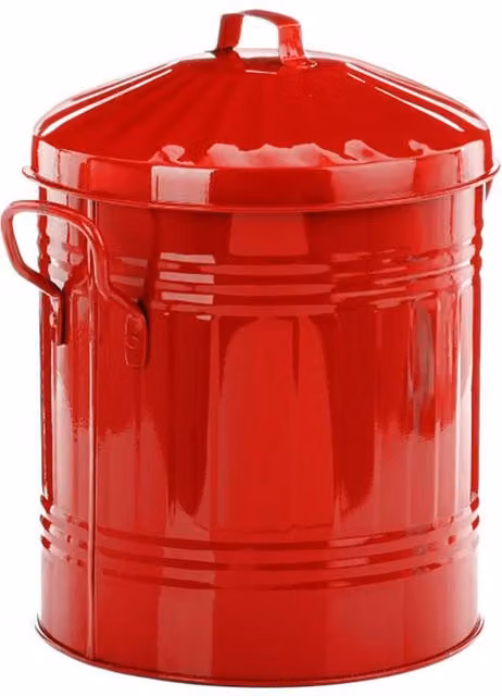 Leecroft Metal Mini Bin with Flip Lid, Red, W: 30.48 cm, D: 25.4 cm, H: 30.48 cm – 1