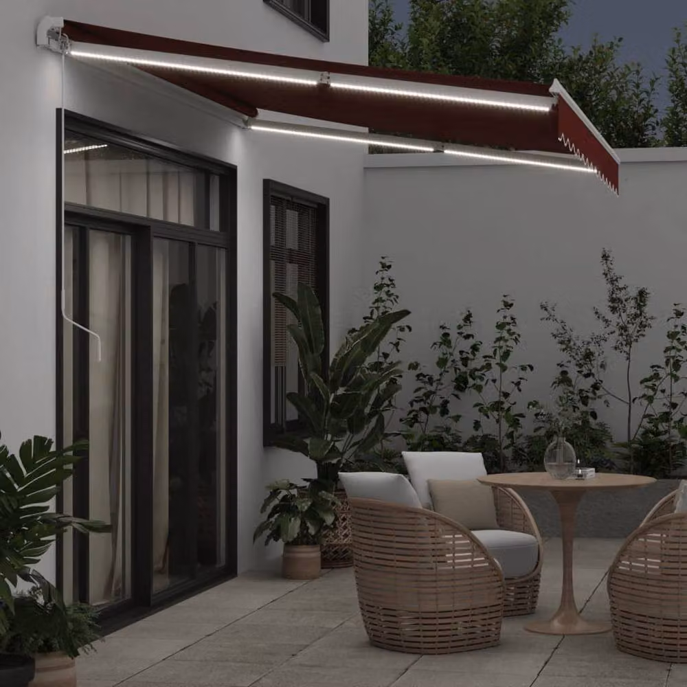 Berkfield Home Manual Retractable Awning with LED in Red, W/D/H: 350 x 250 cm – 3