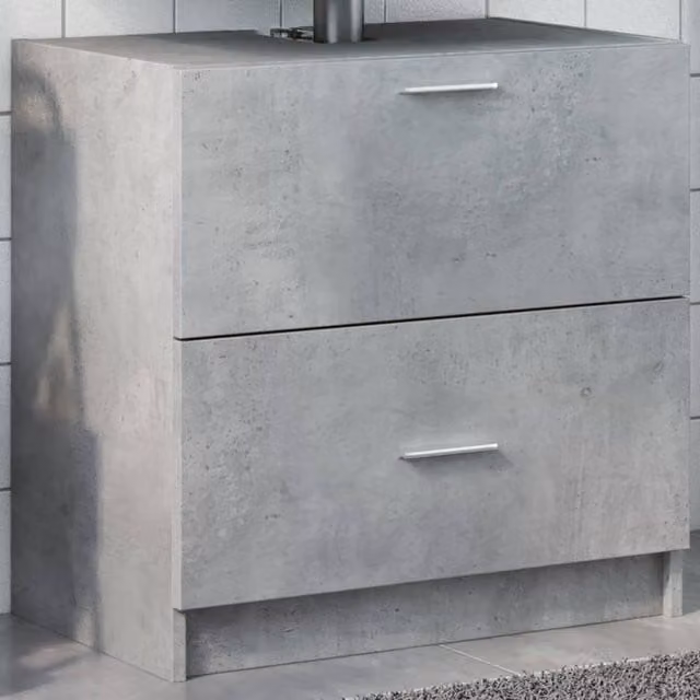 Berkfield Home Wall Mounted Bathroom Sink Cabinet in Concrete Grey, W/D/H: 59 x 37 x 59 cm