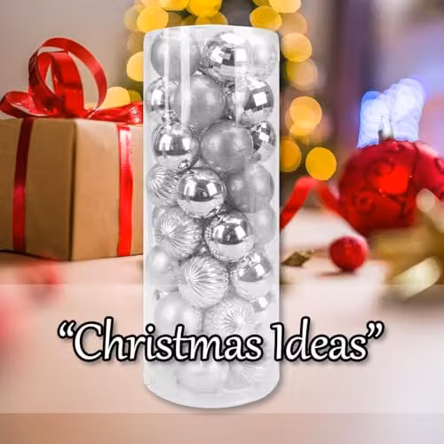 VFM e-Store Silver Round Christmas Bauble Hanging Tree Ornaments, 6cm – 6
