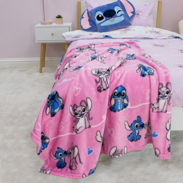 Disney Lilo and Stitch Chill Fleece Throw Blanket, Pink, Blue and White, W x H: 100 x 150 cm – 1