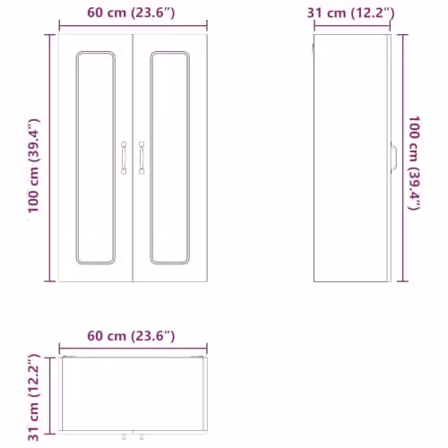 vidaXL Kalmar Dishwasher Panel High Gloss White W: 60 cm, D: 31 cm, H: 100 cm