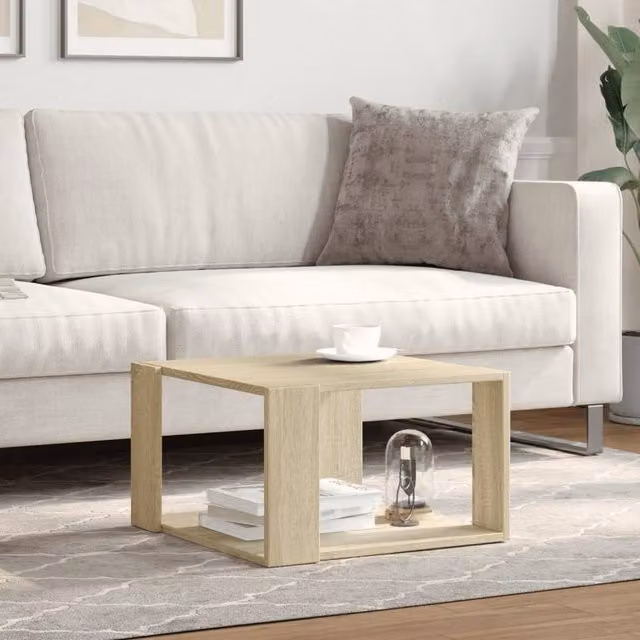 Berkfield Home Sonoma Oak Decorative Coffee Table in Light Tan, W/D/H: 51.5 x 51.5 x 30 cm – 1