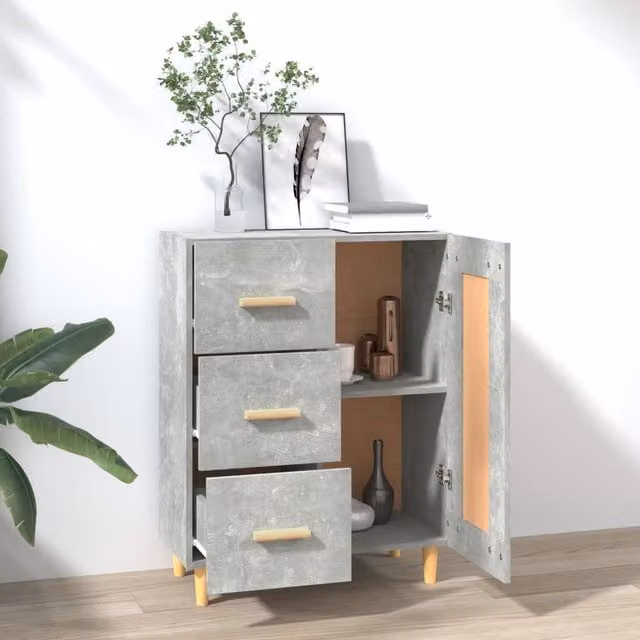 Berkfield Home Sideboard in Concrete Grey, W/D/H: 69.5 x 34 x 90 cm