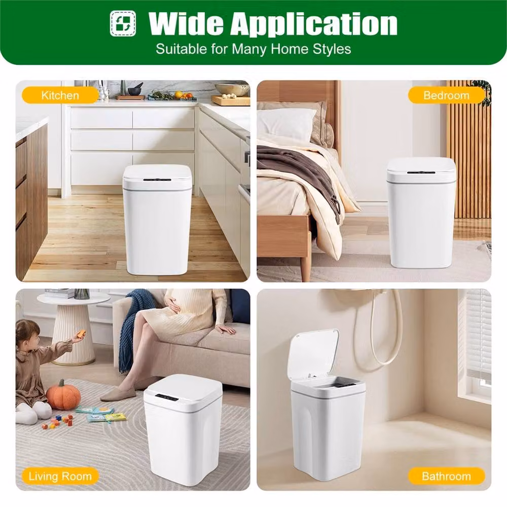 Nordara 16L Touchless Sensor Garbage Can with Auto Open/Close in White – 4