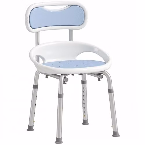 HOMCOM Aluminium Alloy Shower Chair with Back and Enclosed Side Support in White