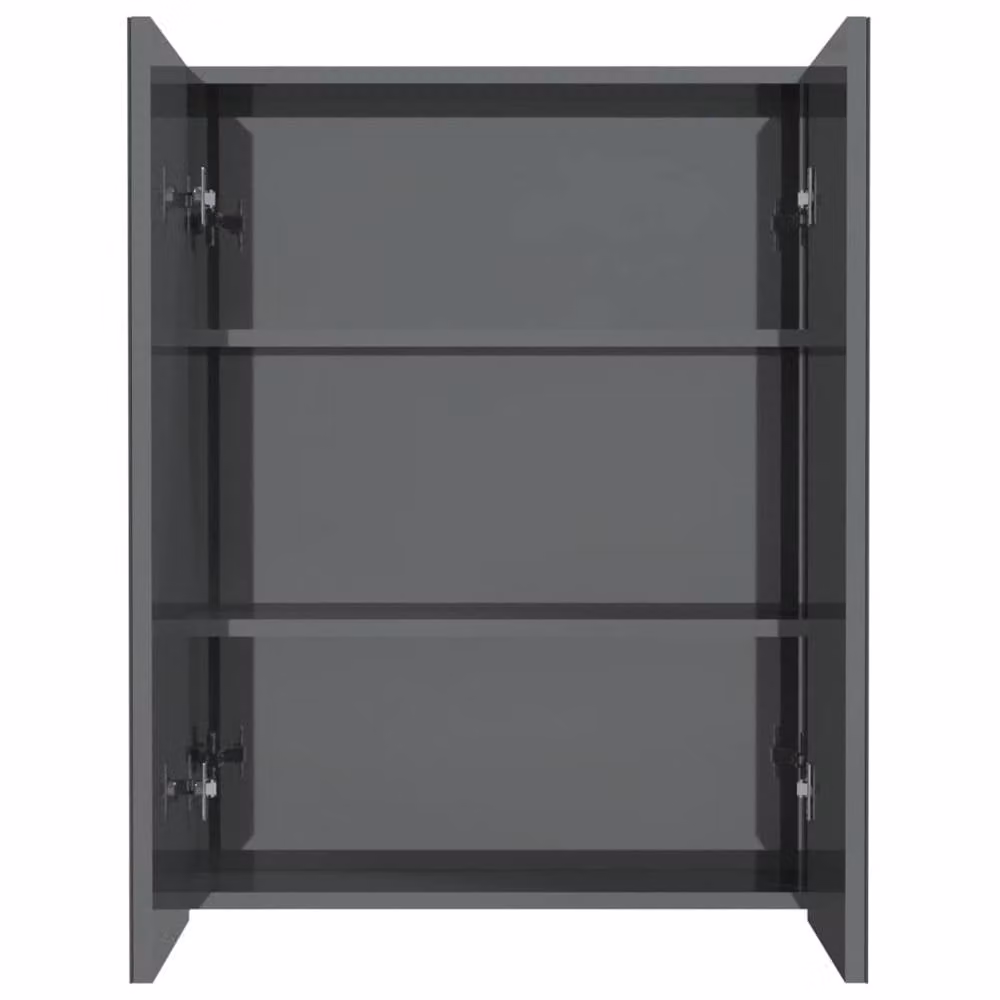 Berkfield Home Glossy Grey MDF Bathroom Mirror Cabinet, W/D/H: 60 x 15 x 75 cm – 3