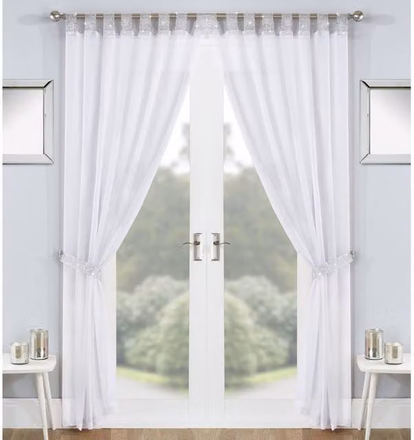 Terrys Vegas White Transparent Eyelet Voile Fabric Panel