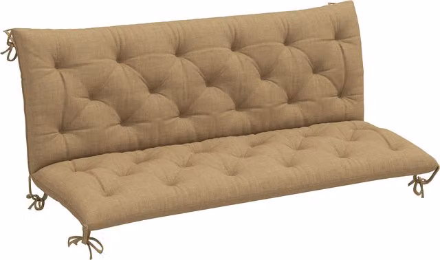 Outsunny Three-Seater Rectangular Bench Cushion in Beige Polyester with Water-Repellent Ties