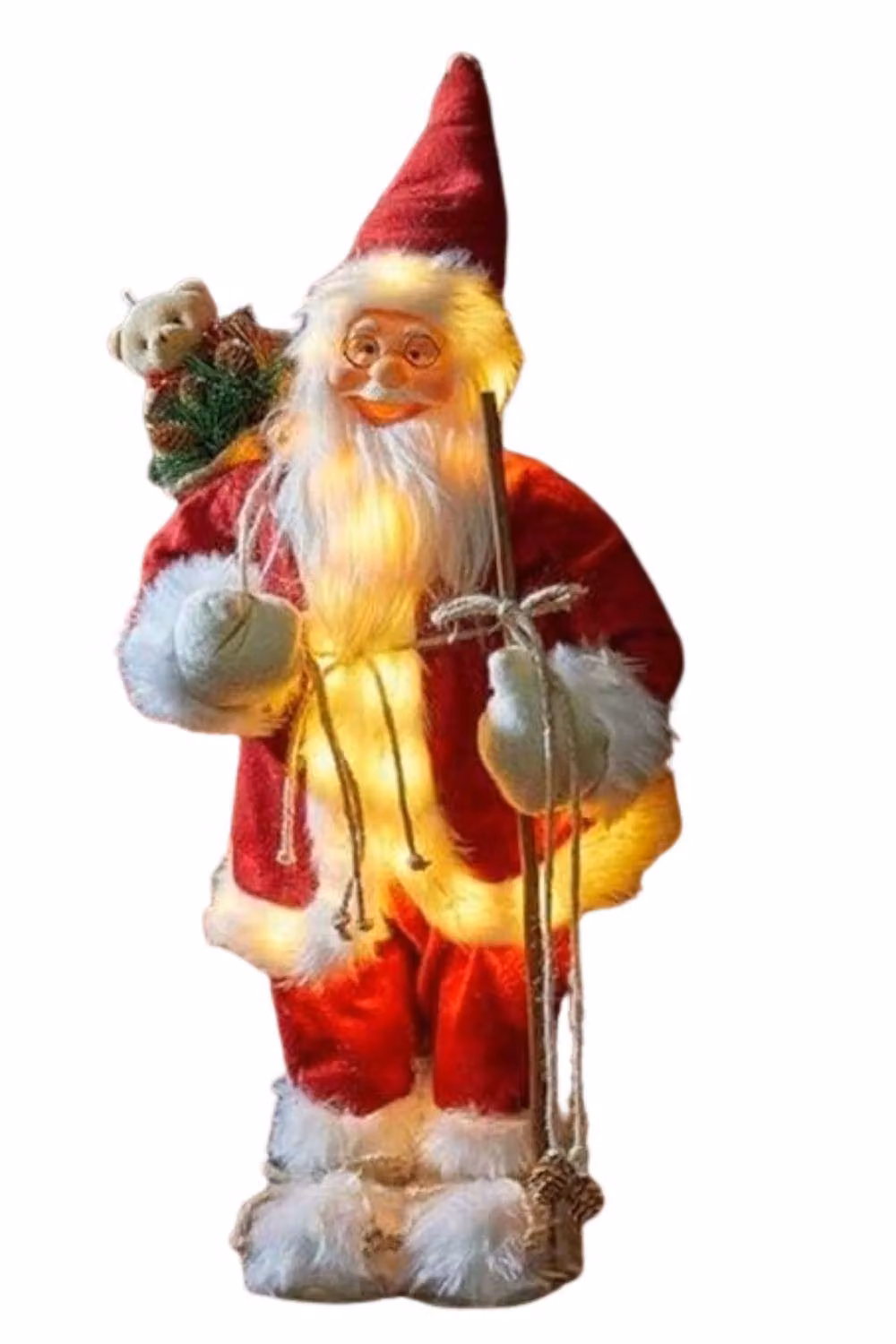 Marco Paul Pre-Lit Santa Claus Christmas Decoration in Red and White, Height: 30 cm – 2