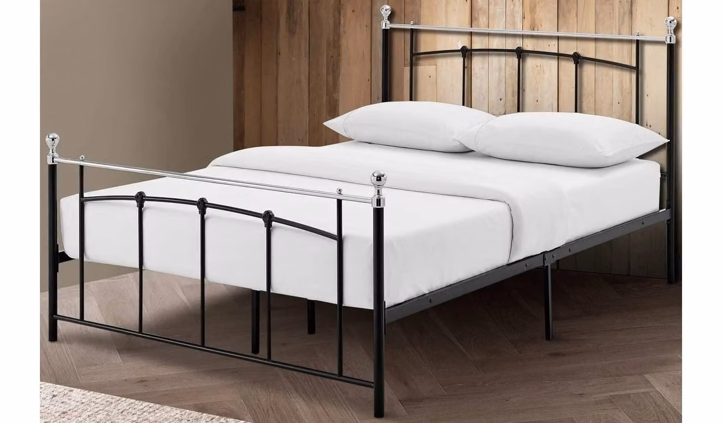 Yani Double Metal Bed Frame in Black Modern Industrial Style W/D/H: 140 x 200 x 105 cm