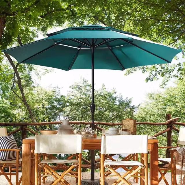 Wyld and Coco Market Garden Emerald Green Octagonal Crank Parasol, Diameter: 285 cm