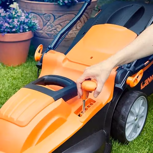 LawnMaster 37cm Electric Lawnmower with Mulching Kit and Collection Bag, Orange – 4