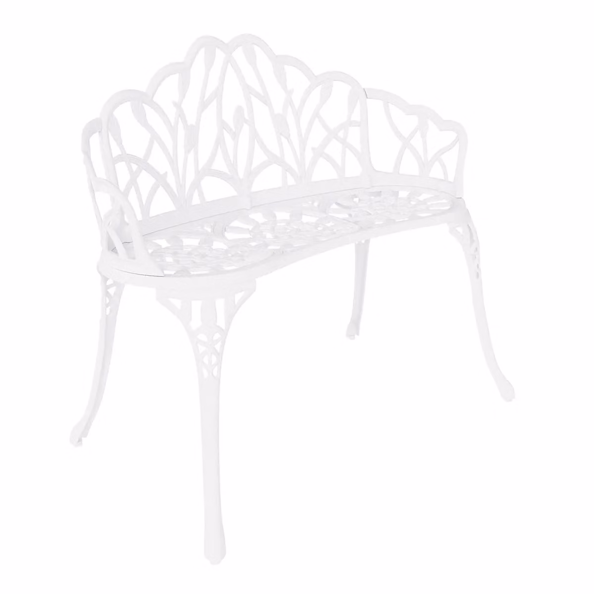 Charles Bentley White Tulip 2-Seater Cast Aluminium Garden Bench – 4