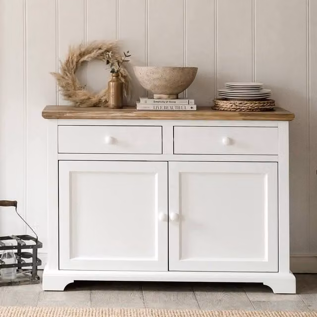 Statement Furniture Florence White Sideboard with 2 Doors and 2 Drawers, W120 x D42 x H85 cm – 1