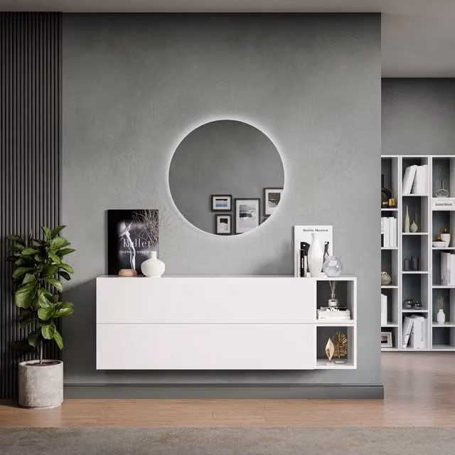 Decorotika Leuven Wall Mounted Entertainment Center in High Gloss White