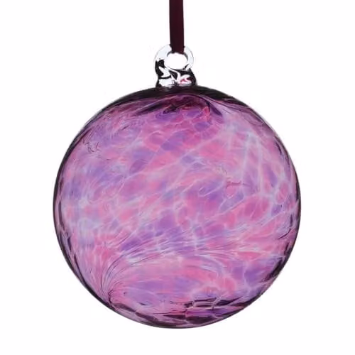Sienna Glass Pink and Purple Friendship Ball Hanging Glass Ornament, 8 cm