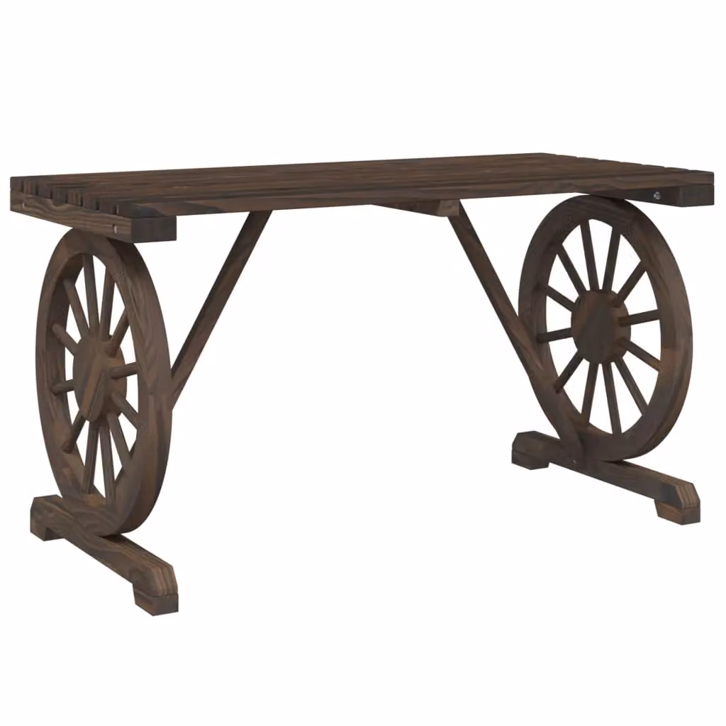 Berkfield Home Rustic Solid Wood Fir Garden Table in Brown, W/D/H: 115 x 55 x 65 cm – 2