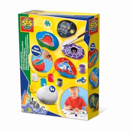 SES Creative Rub-on Rock Painting Set in White, Yellow and Multicolour – 1