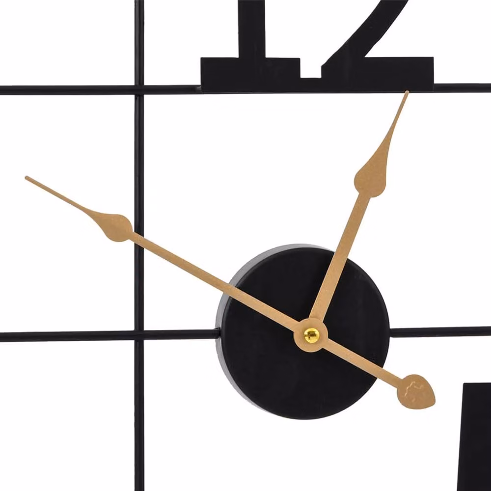 Berkfield Home Round Silent Quartz Wall Clock in Black Metal, Diameter: 50 cm – 4