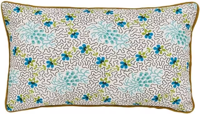 Land & Shore Dotty Green Rectangular Outdoor Cushion with Stain Repellent Cotton Fabric