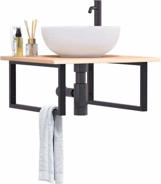 Berkfield Home Wall Mounted Basin Shelf in Brown Oak and Steel