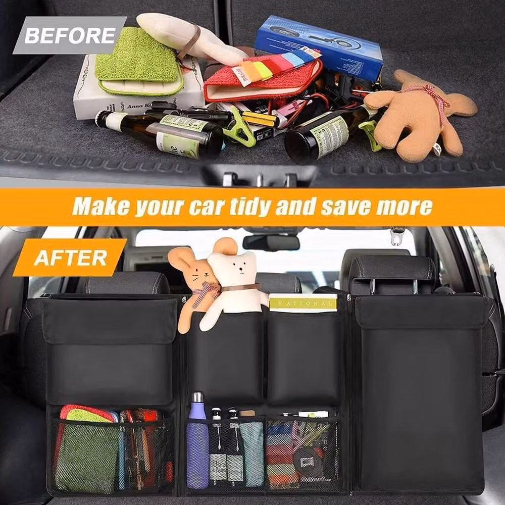 NESTLUNE Large Boot Organiser and Back Seat Storage Bag in Black – 5